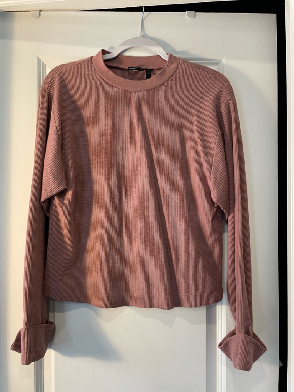ASOS Dusty Pink Waffle Knit Long-sleeve Tee